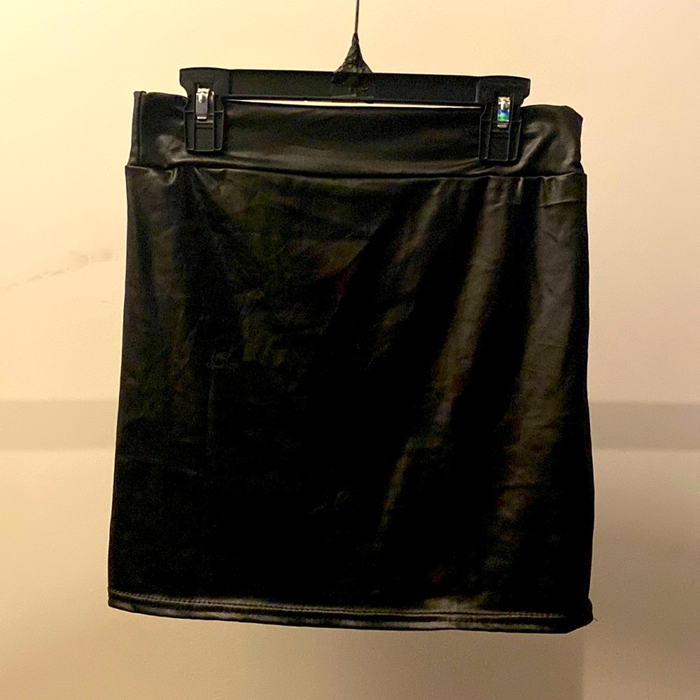 extremely mini wet look skirt